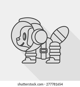 Space Dog flat icon with long shadow, eps10, line icon