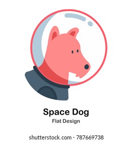 Space Dog Flat Illustration