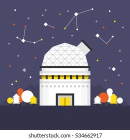 Space Dome Flat Icon. Material Design Illustration Concept. Modern Colorful Web Design Graphics. Premium Quality. Pixel Perfect. Bold Line Color Art. Unusual Artwork Isolated on White. 