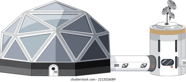 Space dome station on white background illustration