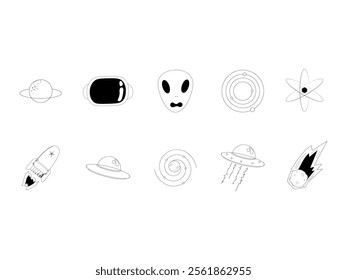 Space Doodle Art Element Set