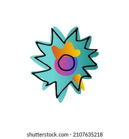 Space doodle image. Hand-drawn Sun isolated on white background. Neon color astronomical object. Sunny day clear weather, Synoptic sign. Vacation, travel symbol. Vector children education illustration