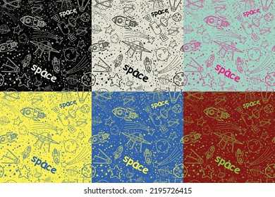space doodle pattern color set 