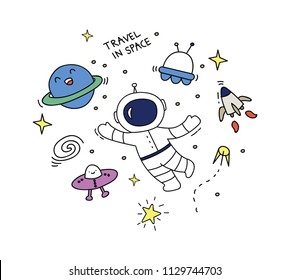 Space doodle set vector illustration