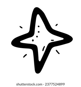 Space doodle star. Hand-drawn asteroid isolated on white background. Astronomical object. Universe meteorite, comet sign. Astronomy, astrology, cosmos symbol. Vector magic Christmas illustration