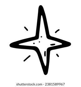 Space doodle star. Hand-drawn asteroid isolated on white background. Astronomical object. Universe meteorite, comet sign. Astronomy, astrology, cosmos symbol. Vector magic Christmas illustration