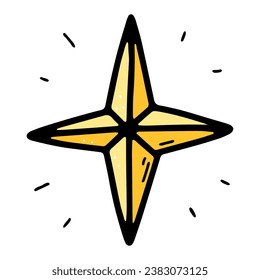 Space doodle star. Hand-drawn decoration isolated on white background. Astronomical object. Universe meteorite, comet sign. Astronomy, astrology, cosmos symbol. Vector magic Christmas illustration