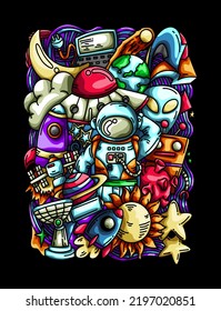 Space Doodle vector design Illustration