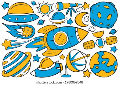 Space Doodle Vector in Flat Design Style