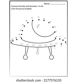 space dot-to-dot and color activity. Astronomy connect the dots game for children. Funny math coloring
