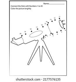 space dot-to-dot and color activity. Astronomy connect the dots game for children. Funny math coloring