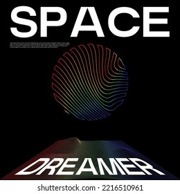 Space dreamer  Vector hand drawn minimalistic placard and illustration  Creative abstract artwork   Template for card  poster  banner  print for t  shirt  pin  badge  patch 