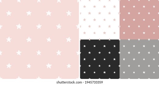 Space Dreams childish seamless hand drawn pattern with stars. Vector illustration.