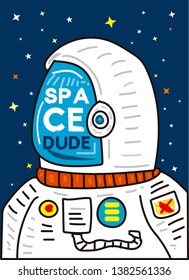 space dude astronaut helmet,t-shirt design vector illustration