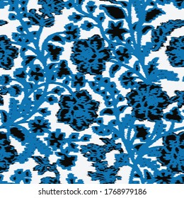 Space dye floral vector seamless pattern. Modern stylish abstract texture. Repeating geometric tiles from striped elements print with hand drawn chevron texture. Trendy graphic design.
