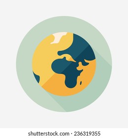 Space earth flat icon with long shadow,eps10