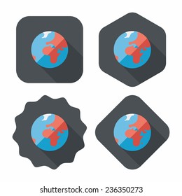 Space earth flat icon with long shadow,eps10