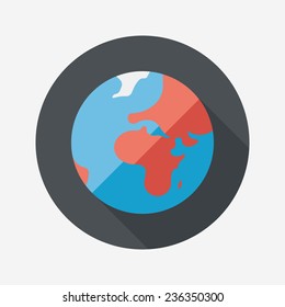 Space earth flat icon with long shadow,eps10