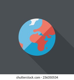 Space earth flat icon with long shadow,eps10