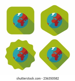 Space earth flat icon with long shadow,eps10