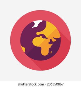 Space earth flat icon with long shadow,eps10