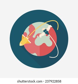 Space earth flat icon with long shadow,eps10