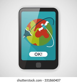 Space earth flat icon with long shadow,eps10
