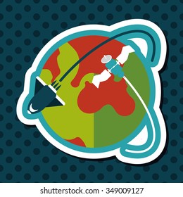 Space earth flat icon with long shadow,eps10