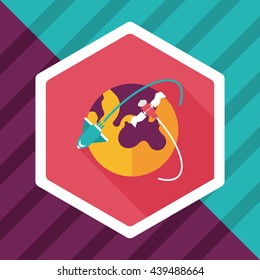 Space earth flat icon with long shadow,eps10