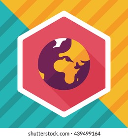Space earth flat icon with long shadow,eps10