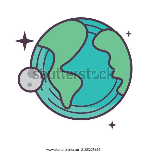 space earth and moon cartoon\
icon