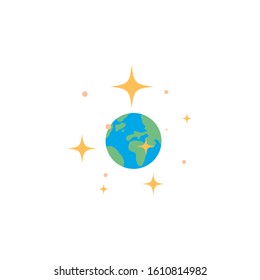 space earth planet flat style icon vector illustration design