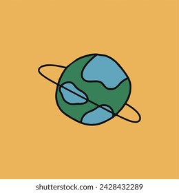 space earth planet solar system icon isolated vector illustration