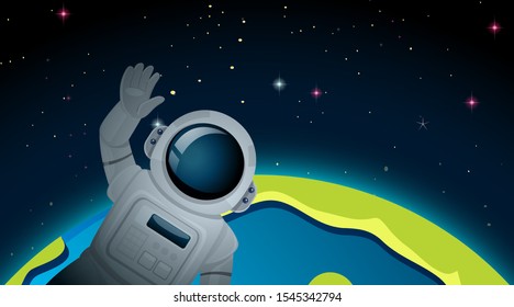 Space and earth scene illustration
