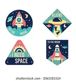space element emblem planet rocket