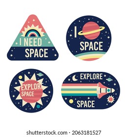 space element emblem planet rocket