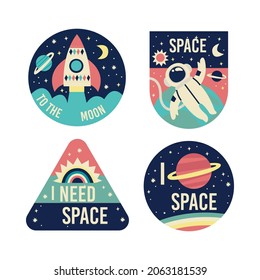 space element emblem planet rocket