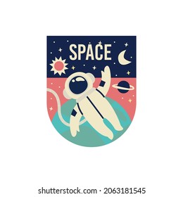 space element emblem planet rocket
