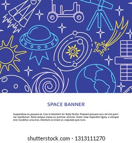 Space elements concept background in line style with place for text