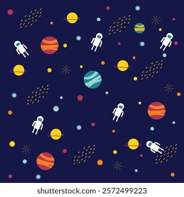 Space elements graphic all over print swatch