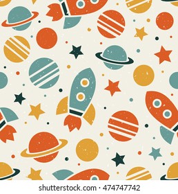 Space elements seamless pattern. Space background. Space doodle illustration. Vector illustration