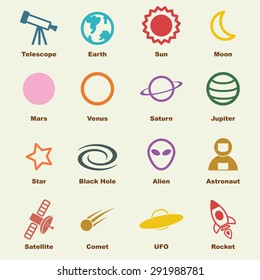 space elements, vector infographic icons