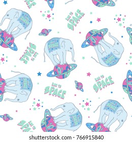 space elephant seamless pattern background / t shirt printing for children