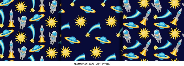 Space Embroidery Seamless Patterns set