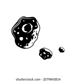 Space engraving hand drawn composition with isolated image of lunar stones on white background vector illustration