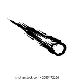 Space engraving hand drawn composition with isolated image of comet on white background vector illustration