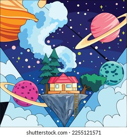 Space environment illustration vector art