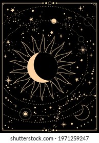 space esoteric composition of the sun, moon and stars