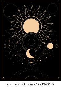 space esoteric composition of the sun, moon and stars