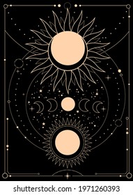 space esoteric composition of the sun, moon and stars